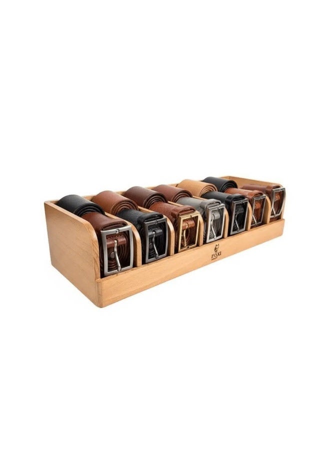 Foxiwood Wooden Belt Organizer With 7 Removable Compartment for Drawer , Dressing Room and Closet - Image 1